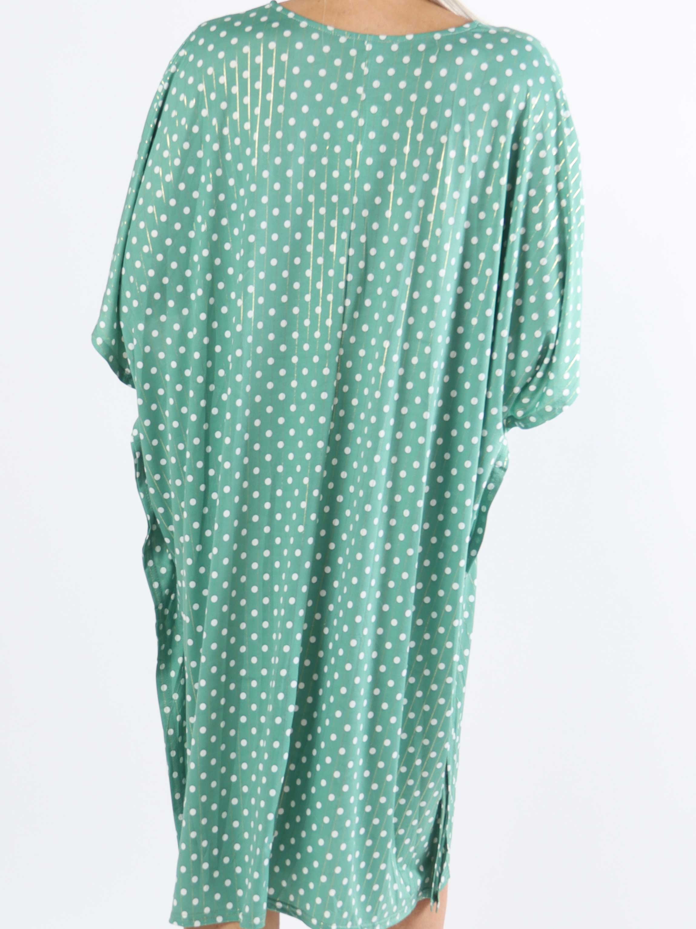 Azmina Dot - Elastisk plus size tunikaklänning i lös passform